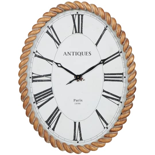 34&#x22; Oval Wall Clock with Brown Twisted Frame